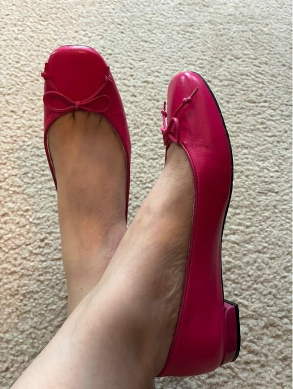 New Stuart Weitzman Stringon Begonia Pink Nappa Leather Ballet Flats Size 6